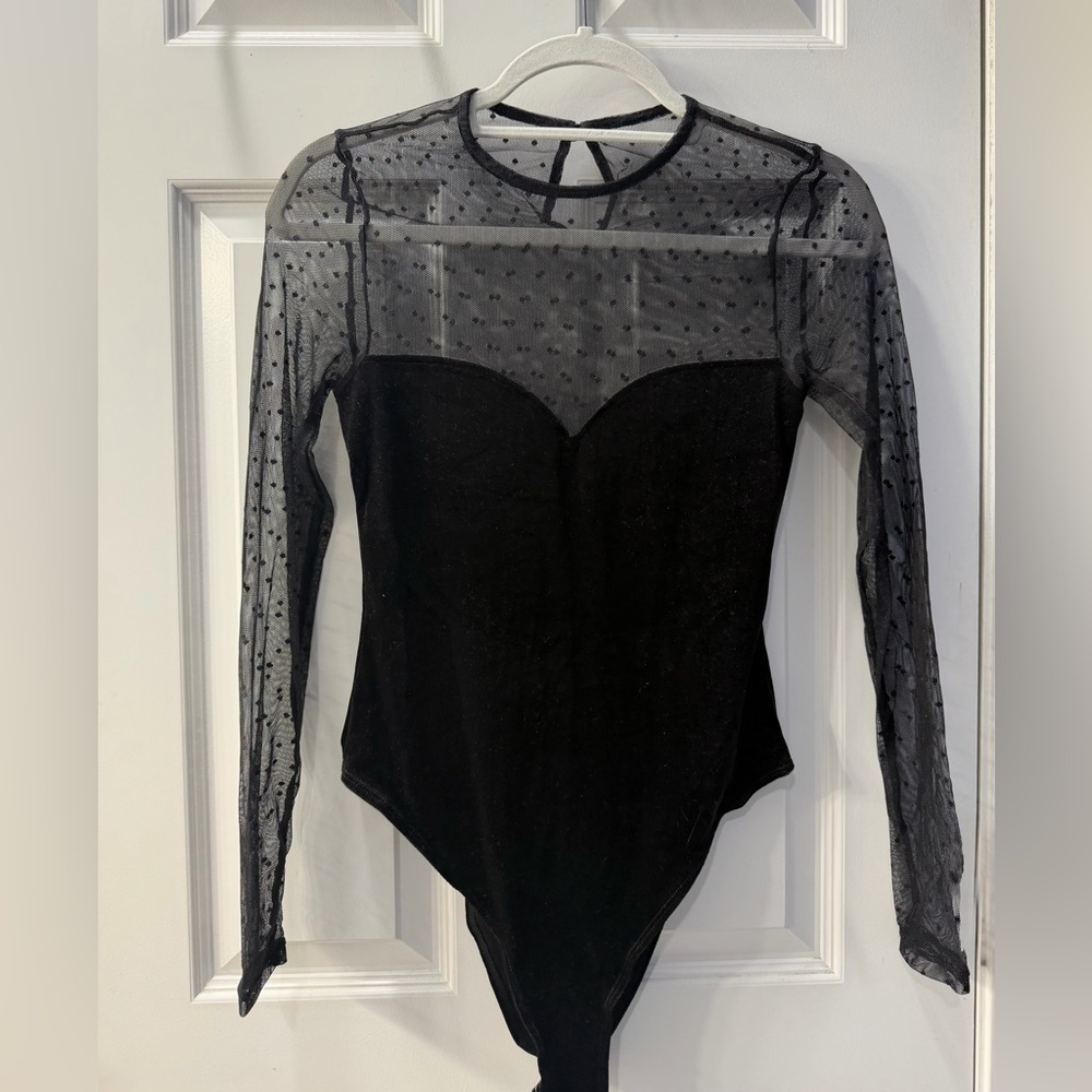 H&M Polka Dot Black Sheer Bodysuit
